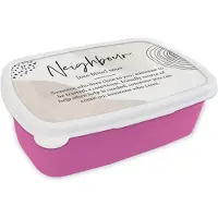 MuchoWow Broodtrommel Roze - Lunchbox - Brooddoos - Goede buren - Pastel - Quote - 18x12x6 cm - Kinderen - Meisje