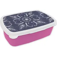 MuchoWow Broodtrommel Roze - Lunchbox - Brooddoos - Design - Mandala - Bohemian - 18x12x6 cm - Kinderen - Meisje