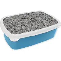 MuchoWow Broodtrommel Blauw - Lunchbox - Brooddoos - Steen - Graniet - Grijs - Zwart - 18x12x6 cm - Kinderen - Jongen