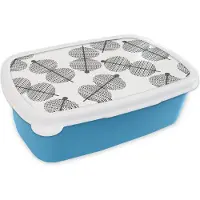 MuchoWow Broodtrommel Blauw - Lunchbox - Brooddoos - Lampion - Patronen - Lampen - 18x12x6 cm - Kinderen - Jongen