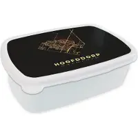 MuchoWow Broodtrommel Wit - Lunchbox - Brooddoos - Hoofddorp - Stadskaart - Kaart - Plattegrond - 18x12x6 cm - Volwassenen