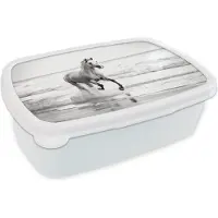 MuchoWow Broodtrommel Wit - Lunchbox - Brooddoos - Paarden - Lucht - Zee - 18x12x6 cm - Volwassenen
