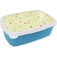 MuchoWow Broodtrommel Blauw - Lunchbox - Brooddoos - Confetti - Patronen - Pastel - 18x12x6 cm - Kinderen - Jongen