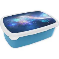 MuchoWow Broodtrommel Blauw - Lunchbox - Brooddoos - Heelal - Blauw - Sterren - 18x12x6 cm - Kinderen - Jongen