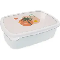 MuchoWow Broodtrommel Wit - Lunchbox - Brooddoos - Palmboom - Figuren - Design - 18x12x6 cm - Volwassenen