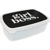 MuchoWow Broodtrommel Wit - Lunchbox Spreuken - Quotes - Girl boss - Brooddoos 18x12x6 cm - Brood lunch box - Broodtrommels voor kinderen en volwassenen