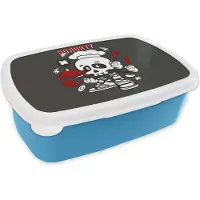 MuchoWow Broodtrommel Blauw - Lunchbox - Brooddoos - Schedel - Keuken - Vintage - 18x12x6 cm - Kinderen - Jongen