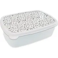 MuchoWow Broodtrommel Wit - Lunchbox - Brooddoos - Cosmetica - Patronen - Make up - 18x12x6 cm - Volwassenen
