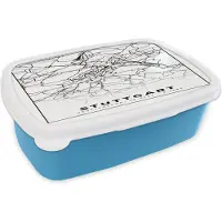 MuchoWow Broodtrommel Blauw - Lunchbox - Brooddoos - Stuttgart - Stadskaart - Plattegrond - Kaart - 18x12x6 cm - Kinderen - Jongen