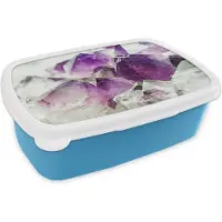 MuchoWow Broodtrommel Blauw - Lunchbox - Brooddoos - Amethist edelsteen - 18x12x6 cm - Kinderen - Jongen