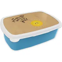 MuchoWow Broodtrommel Blauw - Lunchbox - Brooddoos - Sterkte - Quotes - Zon - 18x12x6 cm - Kinderen - Jongen