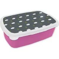 MuchoWow Broodtrommel Roze - Lunchbox - Brooddoos - Bomen - Konijn - Patroon - 18x12x6 cm - Kinderen - Meisje