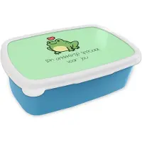 MuchoWow Broodtrommel Blauw - Lunchbox - Brooddoos - Beterschap - Quote - Kikker - Opkikker - 18x12x6 cm - Kinderen - Jongen