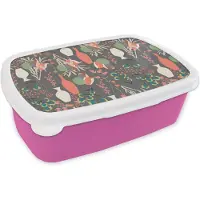 MuchoWow Broodtrommel Roze - Lunchbox - Brooddoos - Boeket - Bloemen - Patronen - 18x12x6 cm - Kinderen - Meisje