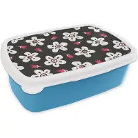 MuchoWow Broodtrommel Blauw - Lunchbox - Brooddoos - Patronen - Bloemen - Sterren - 18x12x6 cm - Kinderen - Jongen