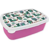 MuchoWow Broodtrommel Roze - Lunchbox - Brooddoos - Tiener - Zombie - Schoenen - Patronen - 18x12x6 cm - Kinderen - Meisje