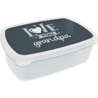 MuchoWow Broodtrommel Wit - Lunchbox - Brooddoos - Vaderdag - Opa - Spreuken - Love you grandpa - Quotes - 18x12x6 cm - Volwassenen