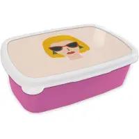 MuchoWow Broodtrommel Roze - Lunchbox - Brooddoos - Vrouw - Zonnebril - Zomer - 18x12x6 cm - Kinderen - Meisje