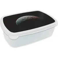 MuchoWow Broodtrommel Wit - Lunchbox - Brooddoos - Galaxy - Zwart - Maan - 18x12x6 cm - Volwassenen