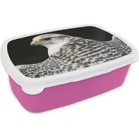 MuchoWow Broodtrommel Roze - Lunchbox - Brooddoos - Valk - Roofvogel - Jagen - 18x12x6 cm - Kinderen - Meisje