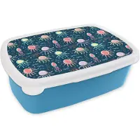 MuchoWow Broodtrommel Blauw - Lunchbox - Brooddoos - Design - Dieren - Kwallen - 18x12x6 cm - Kinderen - Jongen