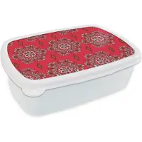MuchoWow Broodtrommel Wit - Lunchbox - Brooddoos - Mandala - Design - Bloem - 18x12x6 cm - Volwassenen