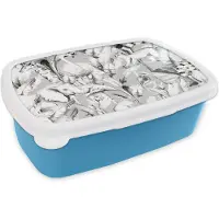 MuchoWow Broodtrommel Blauw - Lunchbox - Brooddoos - Aquarelverf - Dieren - Jungle - Kleuren - Jongens - Blauw - Kinderen - Kind - 18x12x6 cm - Kinderen - Jongen