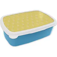 MuchoWow Broodtrommel Blauw - Lunchbox - Brooddoos - Bloemen - Pastel - Patronen - 18x12x6 cm - Kinderen - Jongen