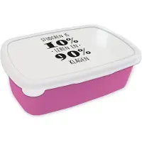 MuchoWow Broodtrommel Roze - Lunchbox - Brooddoos - School - Studenten - Quotes - Studeren is 10% leren en 90% klagen - 18x12x6 cm - Kinderen - Meisje