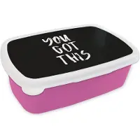 MuchoWow Broodtrommel Roze - Lunchbox Spreuken - You got this - Quotes - Brooddoos 18x12x6 cm - Brood lunch box - Broodtrommels voor kinderen en volwassenen