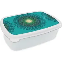 MuchoWow Broodtrommel Wit - Lunchbox - Brooddoos - Mandala - Design - Patronen - Filigraan - 18x12x6 cm - Volwassenen