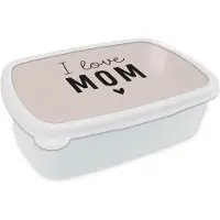 MuchoWow Broodtrommel Wit - Lunchbox - Brooddoos - Spreuken - I love mom - Mama - Quotes - 18x12x6 cm - Volwassenen