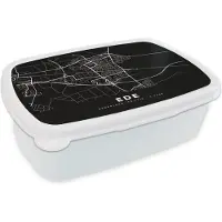 MuchoWow Broodtrommel Wit - Lunchbox - Brooddoos - Stadskaart - Ede - Zwart - 18x12x6 cm - Volwassenen