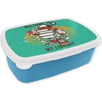 MuchoWow Broodtrommel Blauw - Lunchbox - Brooddoos - Vintage - Boek - Appel - 18x12x6 cm - Kinderen - Jongen