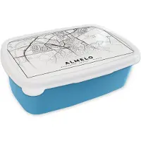 MuchoWow Broodtrommel Blauw - Lunchbox - Brooddoos - Kaart - Almelo - Nederland - 18x12x6 cm - Kinderen - Jongen