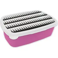 MuchoWow Broodtrommel Roze - Lunchbox - Brooddoos - New York - Patronen - Empire State Building - 18x12x6 cm - Kinderen - Meisje
