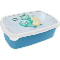 MuchoWow Broodtrommel Blauw - Lunchbox - Brooddoos - Dinosaurus - Kinderkamer - Quote - Jongens - Meisjes - Kind - 18x12x6 cm - Kinderen - Jongen