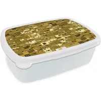 MuchoWow Broodtrommel Wit - Lunchbox - Brooddoos - Afrika - Patronen - Huis - 18x12x6 cm - Volwassenen