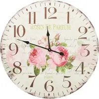 vidaXL - Wandklok - vintage - stijl - 60 - cm - bloemen