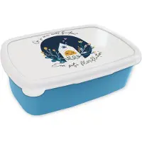 MuchoWow Broodtrommel Blauw - Lunchbox - Brooddoos - Quotes - Spreuken - Ga je mee naar buiten? - 18x12x6 cm - Kinderen - Jongen
