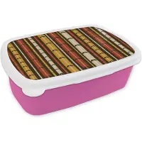 MuchoWow Broodtrommel Roze - Lunchbox - Brooddoos - Bamboe - Bos - Japans - Patronen - 18x12x6 cm - Kinderen - Meisje