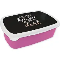 MuchoWow Broodtrommel Roze - Lunchbox - Brooddoos - Gardeners know all the dirt - Quotes - Spreuken - 18x12x6 cm - Kinderen - Meisje