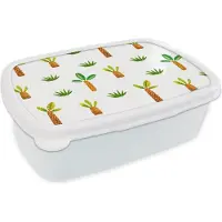 MuchoWow Broodtrommel Wit - Lunchbox - Brooddoos - Jungle - Gras - Boom - 18x12x6 cm - Volwassenen