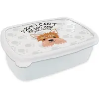 MuchoWow Broodtrommel Wit - Lunchbox - Brooddoos - Sorry I can't my dog and I have plans - Spreuken - Hond - Quotes - 18x12x6 cm - Volwassenen