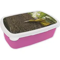 MuchoWow Broodtrommel Roze - Lunchbox - Brooddoos - Kind - Boom - Bos - 18x12x6 cm - Kinderen - Meisje