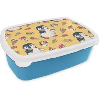 MuchoWow Broodtrommel Blauw - Lunchbox - Brooddoos - IJs - Pinguïn - Pooldieren - Kinderen - Design - 18x12x6 cm - Kinderen - Jongen