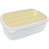 MuchoWow Broodtrommel Wit - Lunchbox - Brooddoos - Graan - Patronen - Waves - 18x12x6 cm - Volwassenen