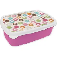 MuchoWow Broodtrommel Roze - Lunchbox - Brooddoos - Patronen - Donut - Pastel - 18x12x6 cm - Kinderen - Meisje
