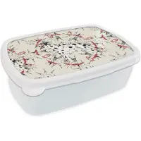 MuchoWow Broodtrommel Wit - Lunchbox - Brooddoos - Abstract - Hond - Patronen - Dalmatiër - 18x12x6 cm - Volwassenen