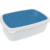 MuchoWow Broodtrommel Wit - Lunchbox - Brooddoos - Kompas - Blauw - Patronen - 18x12x6 cm - Volwassenen